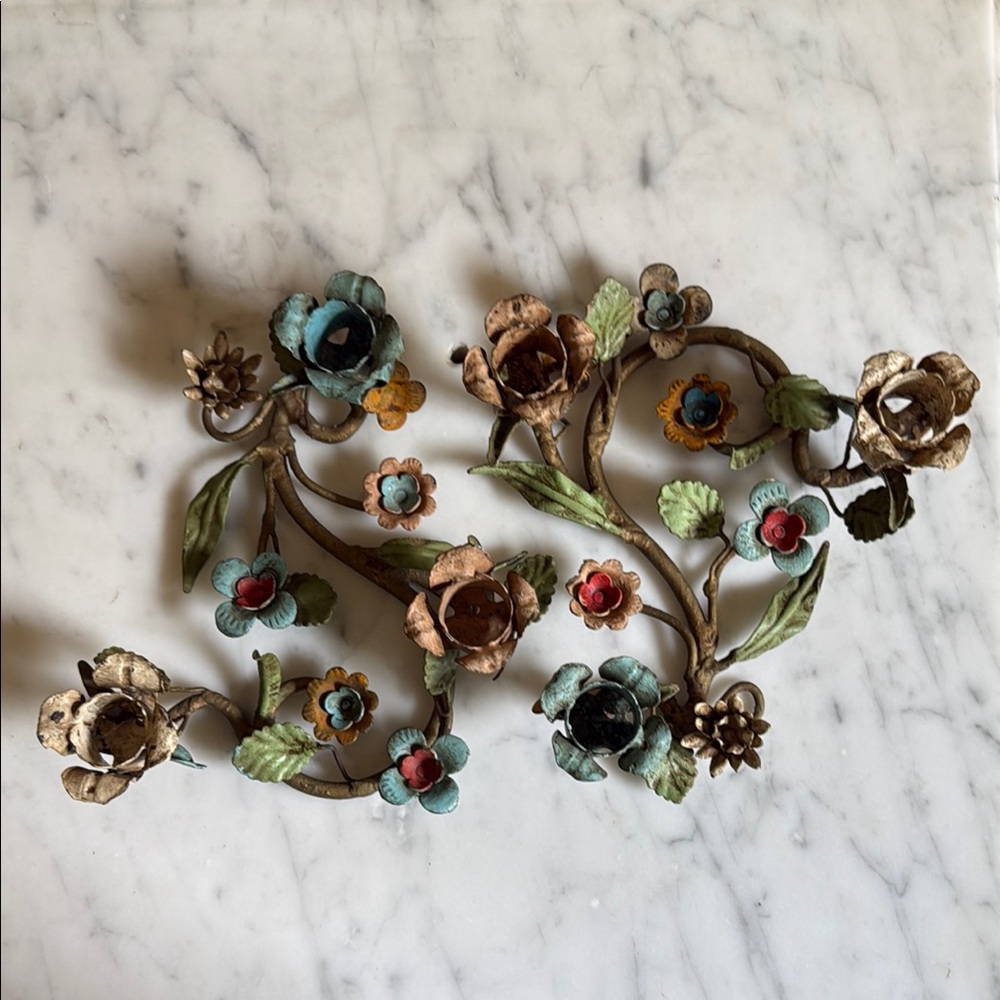 Amazing vintage hand painted candle holders